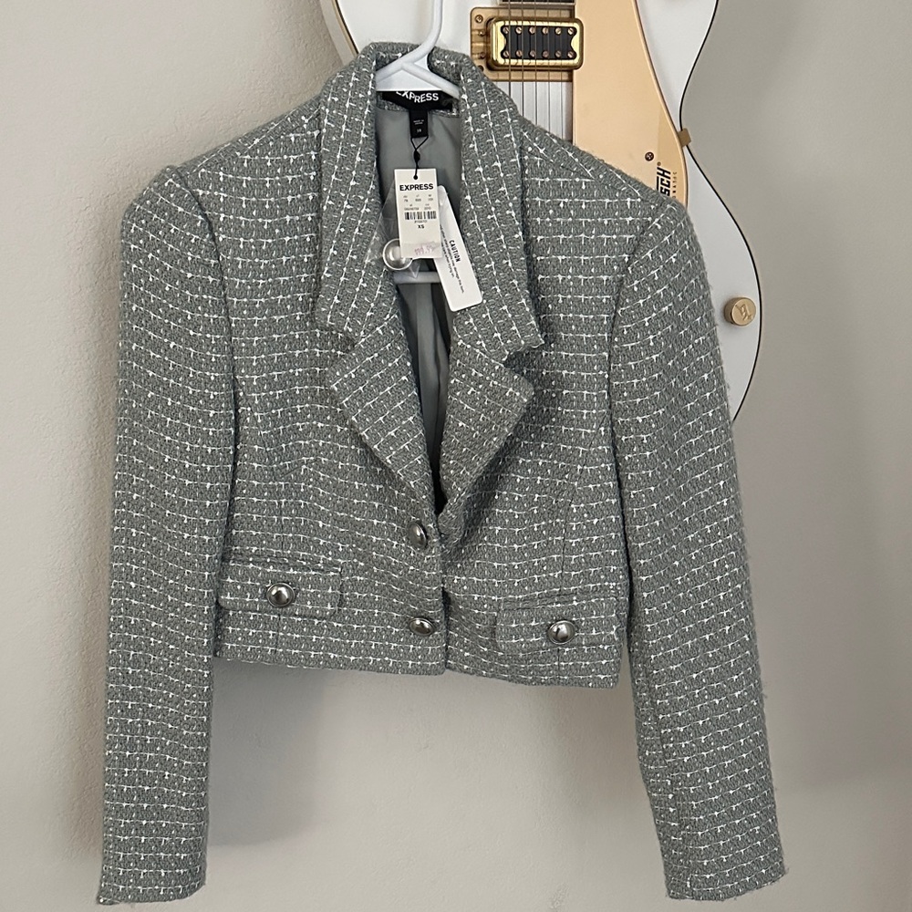 Express Women's Gray Tweed Blazer